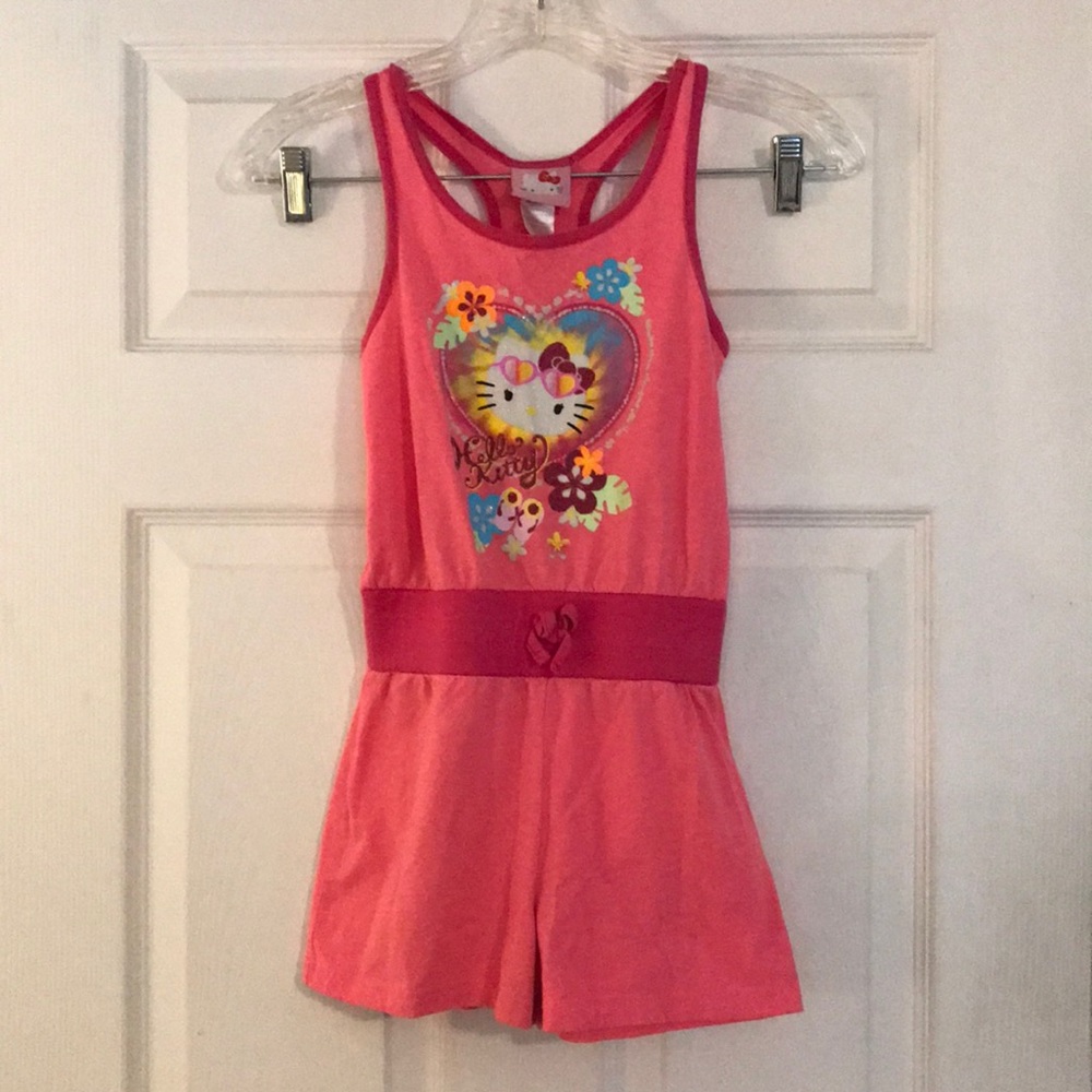 Girls Hello Kitty Pink Jumper Romper Size 6X Summer Spring Outfit